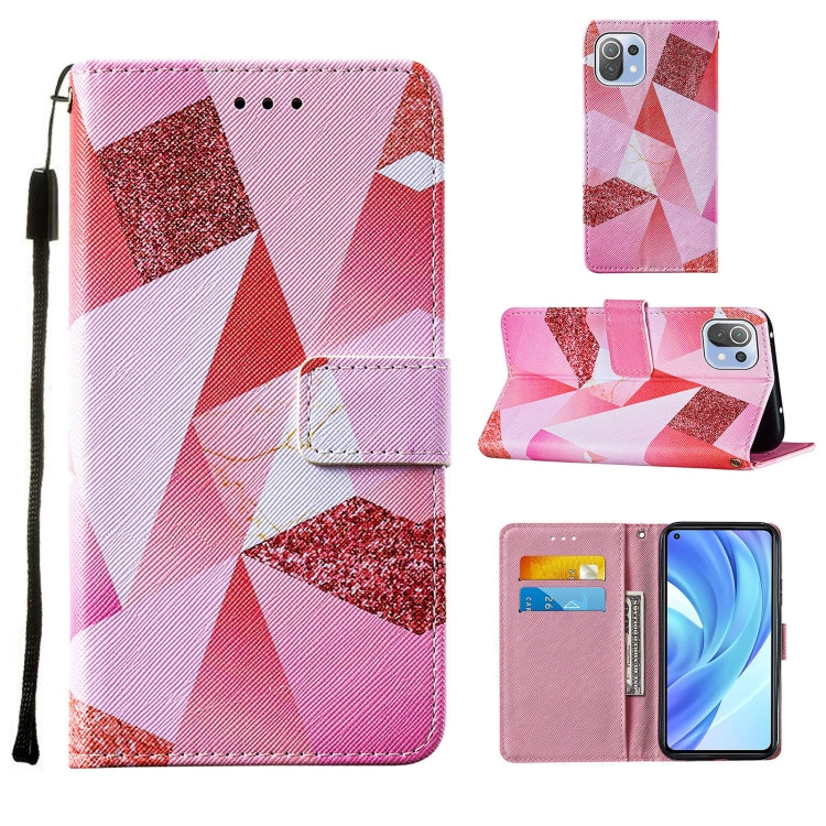 For Xiaomi Mi 11 Lite Cross Texture Painting Pattern Horizontal Flip Leather Case with Holder & Card Slots & Wallet & Lanyard