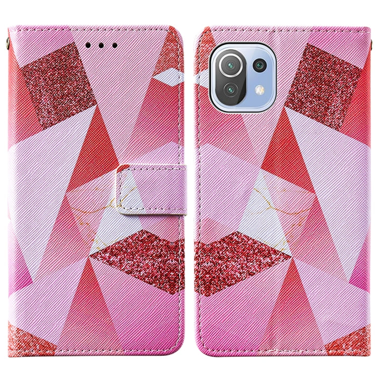 For Xiaomi Mi 11 Lite Cross Texture Painting Pattern Horizontal Flip Leather Case with Holder & Card Slots & Wallet & Lanyard