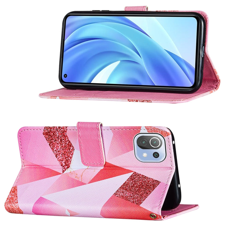 For Xiaomi Mi 11 Lite Cross Texture Painting Pattern Horizontal Flip Leather Case with Holder & Card Slots & Wallet & Lanyard