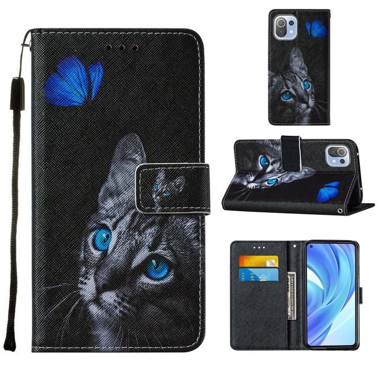 For Xiaomi Mi 11 Lite Cross Texture Painting Pattern Horizontal Flip Leather Case with Holder & Card Slots & Wallet & Lanyard
