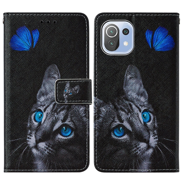 For Xiaomi Mi 11 Lite Cross Texture Painting Pattern Horizontal Flip Leather Case with Holder & Card Slots & Wallet & Lanyard