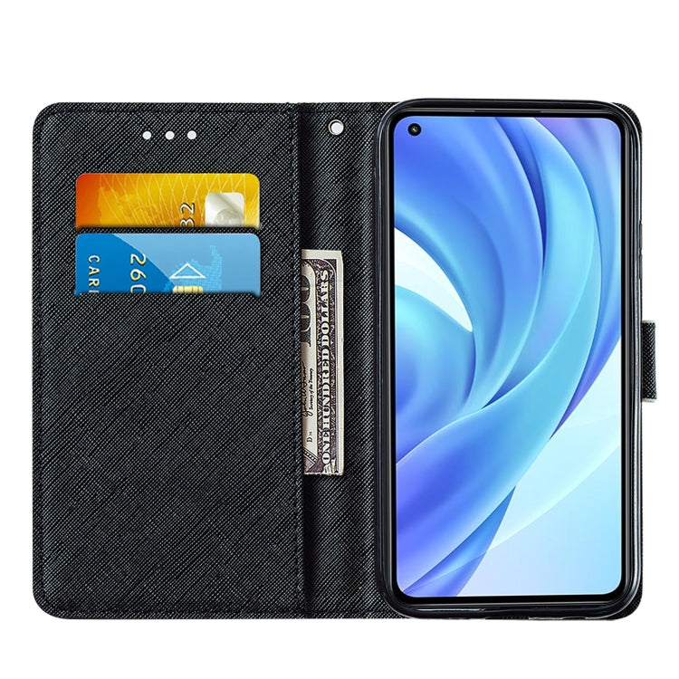 For Xiaomi Mi 11 Lite Cross Texture Painting Pattern Horizontal Flip Leather Case with Holder & Card Slots & Wallet & Lanyard