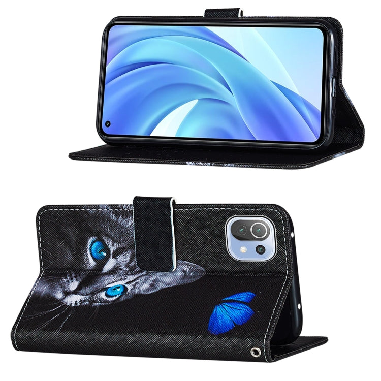 For Xiaomi Mi 11 Lite Cross Texture Painting Pattern Horizontal Flip Leather Case with Holder & Card Slots & Wallet & Lanyard