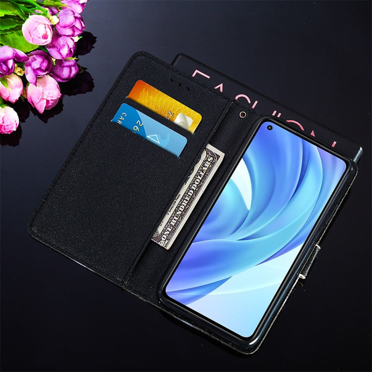 For Xiaomi Mi 11 Lite Cross Texture Painting Pattern Horizontal Flip Leather Case with Holder & Card Slots & Wallet & Lanyard