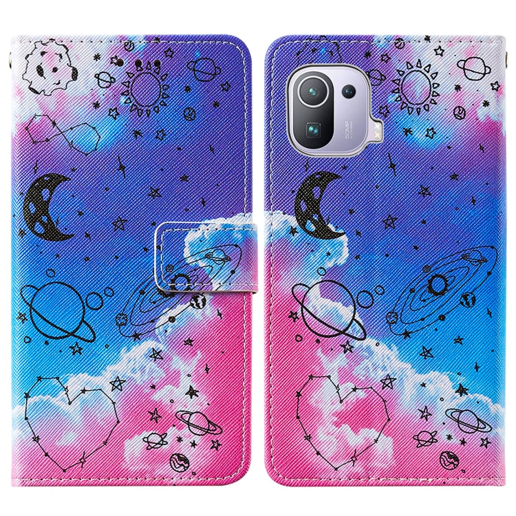 For Xiaomi Mi 11 Pro Cross Texture Painting Pattern Horizontal Flip Leather Case with Holder & Card Slots & Wallet & Lanyard