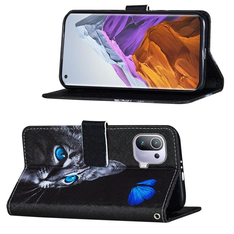 For Xiaomi Mi 11 Pro Cross Texture Painting Pattern Horizontal Flip Leather Case with Holder & Card Slots & Wallet & Lanyard