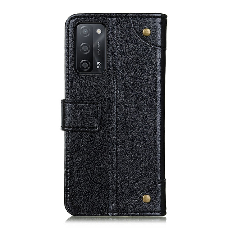 For OPPO A55 5G / A53s 5G Copper Buckle Nappa Texture Horizontal Flip Leather Case with Holder & Card Slots & Wallet