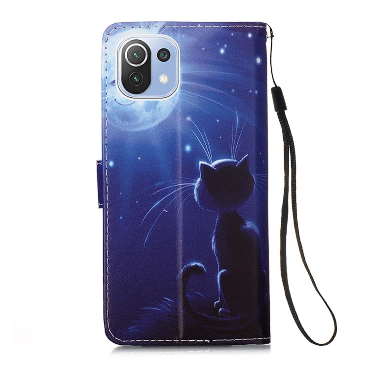 For Xiaomi Mi 11 Lite Colored Drawing Pattern Plain Weave Horizontal Flip Leather Case with Holder & Card Slot & Wallet & Lanyard