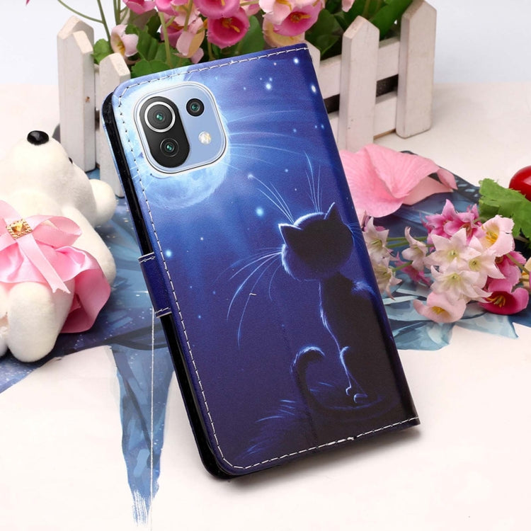 For Xiaomi Mi 11 Lite Colored Drawing Pattern Plain Weave Horizontal Flip Leather Case with Holder & Card Slot & Wallet & Lanyard