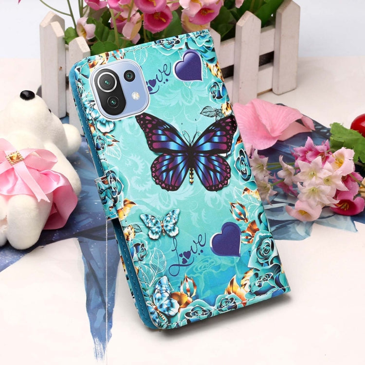 For Xiaomi Mi 11 Lite Colored Drawing Pattern Plain Weave Horizontal Flip Leather Case with Holder & Card Slot & Wallet & Lanyard