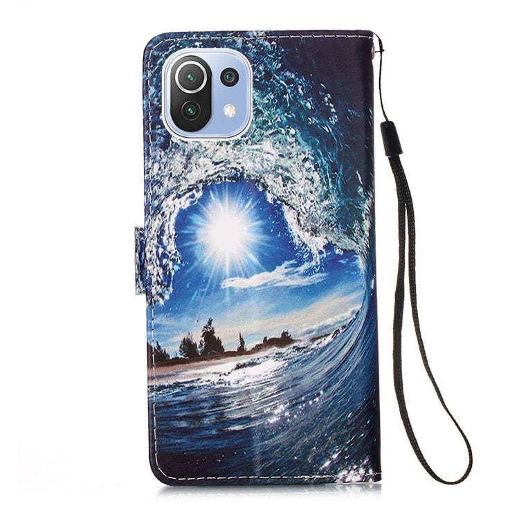 For Xiaomi Mi 11 Lite Colored Drawing Pattern Plain Weave Horizontal Flip Leather Case with Holder & Card Slot & Wallet & Lanyard