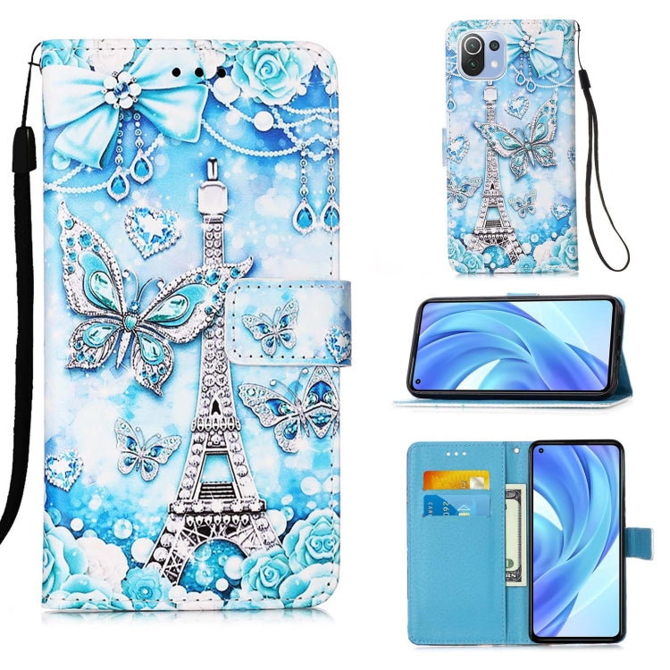 For Xiaomi Mi 11 Lite Colored Drawing Pattern Plain Weave Horizontal Flip Leather Case with Holder & Card Slot & Wallet & Lanyard