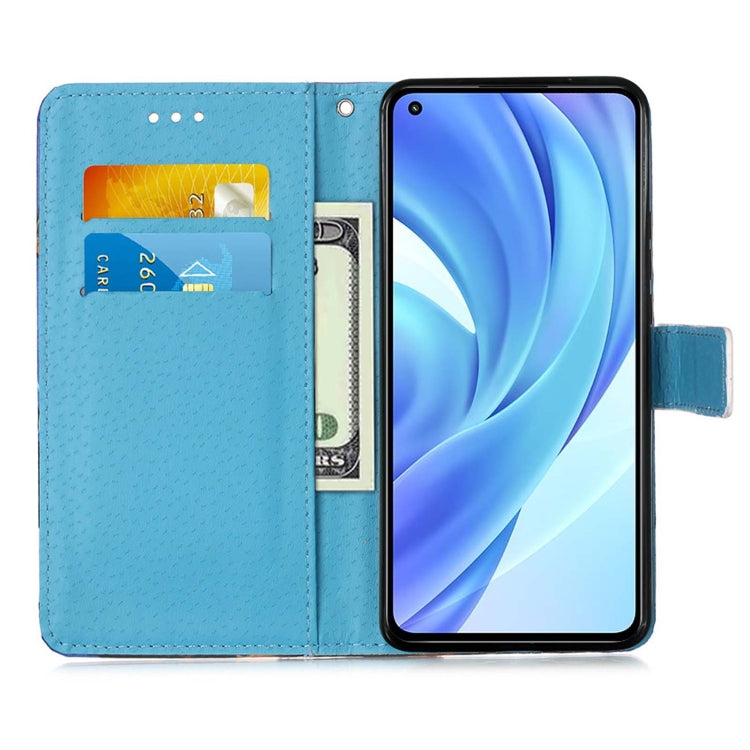 For Xiaomi Mi 11 Lite Colored Drawing Pattern Plain Weave Horizontal Flip Leather Case with Holder & Card Slot & Wallet & Lanyard