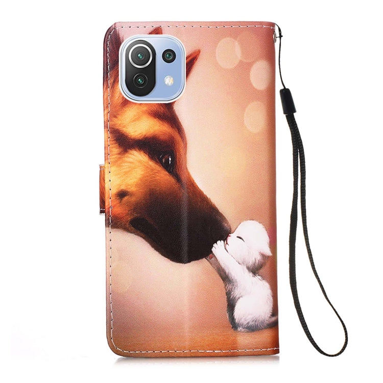 For Xiaomi Mi 11 Lite Colored Drawing Pattern Plain Weave Horizontal Flip Leather Case with Holder & Card Slot & Wallet & Lanyard