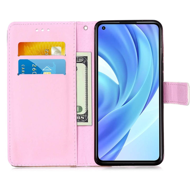 For Xiaomi Mi 11 Lite Colored Drawing Pattern Plain Weave Horizontal Flip Leather Case with Holder & Card Slot & Wallet & Lanyard