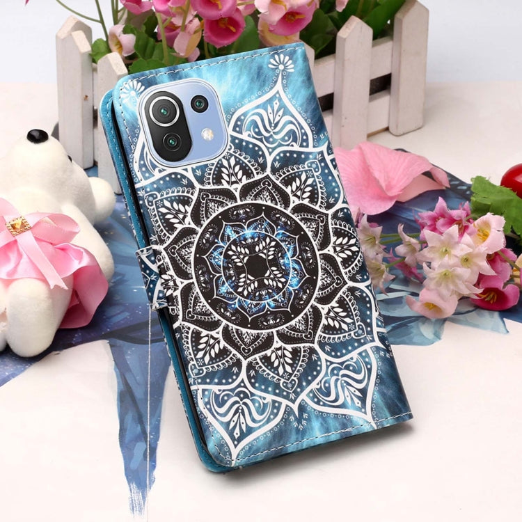 For Xiaomi Mi 11 Lite Colored Drawing Pattern Plain Weave Horizontal Flip Leather Case with Holder & Card Slot & Wallet & Lanyard