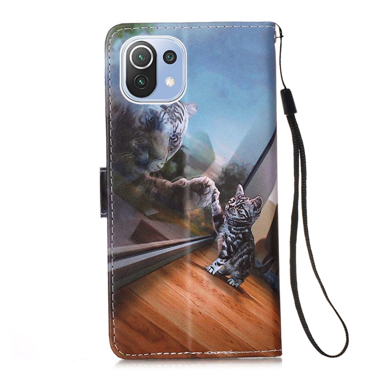 For Xiaomi Mi 11 Lite Colored Drawing Pattern Plain Weave Horizontal Flip Leather Case with Holder & Card Slot & Wallet & Lanyard