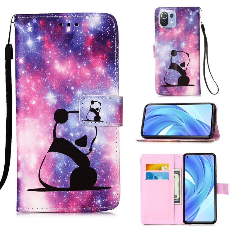 For Xiaomi Mi 11 Lite Colored Drawing Pattern Plain Weave Horizontal Flip Leather Case with Holder & Card Slot & Wallet & Lanyard