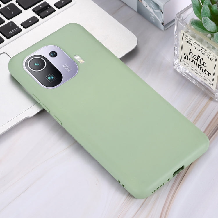 For Xiaomi Mi 11 Pro Solid Color Liquid Silicone Dropproof Full Coverage Protective Case
