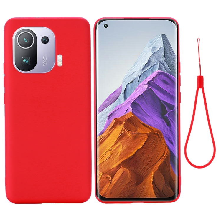 For Xiaomi Mi 11 Pro Solid Color Liquid Silicone Dropproof Full Coverage Protective Case