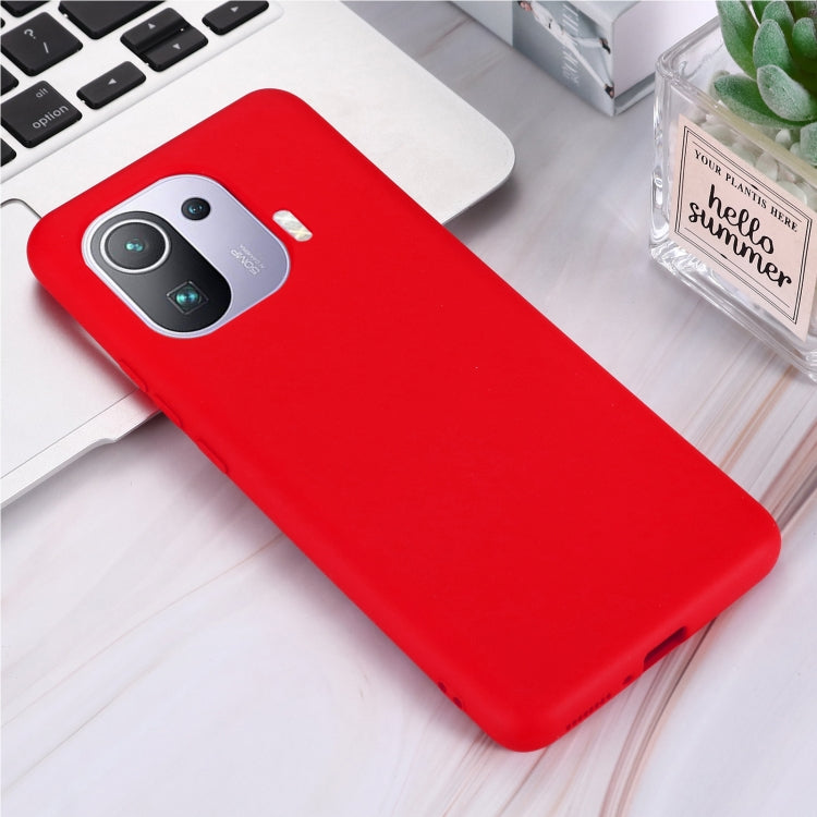 For Xiaomi Mi 11 Pro Solid Color Liquid Silicone Dropproof Full Coverage Protective Case