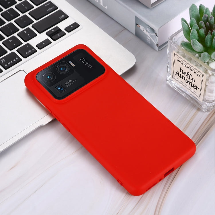 For Xiaomi Mi 11 Ultra Solid Color Liquid Silicone Dropproof Full Coverage Protective Case