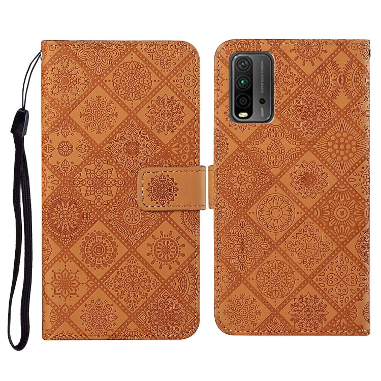 For Xiaomi Redmi 9T Ethnic Style Embossed Pattern Horizontal Flip Leather Case with Holder & Card Slots & Wallet & Lanyard