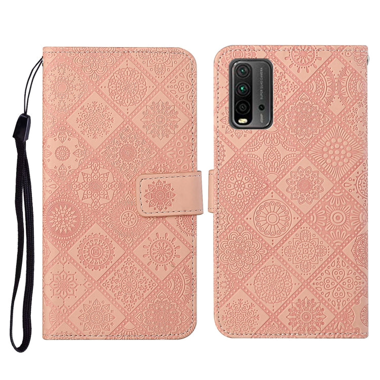 For Xiaomi Redmi 9T Ethnic Style Embossed Pattern Horizontal Flip Leather Case with Holder & Card Slots & Wallet & Lanyard