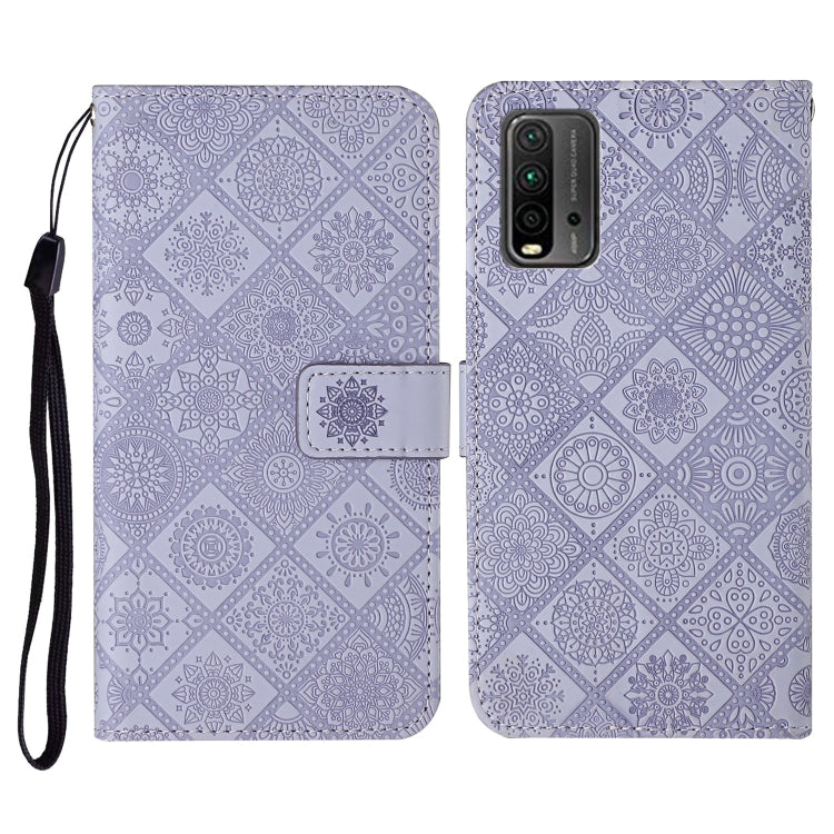 For Xiaomi Redmi 9T Ethnic Style Embossed Pattern Horizontal Flip Leather Case with Holder & Card Slots & Wallet & Lanyard