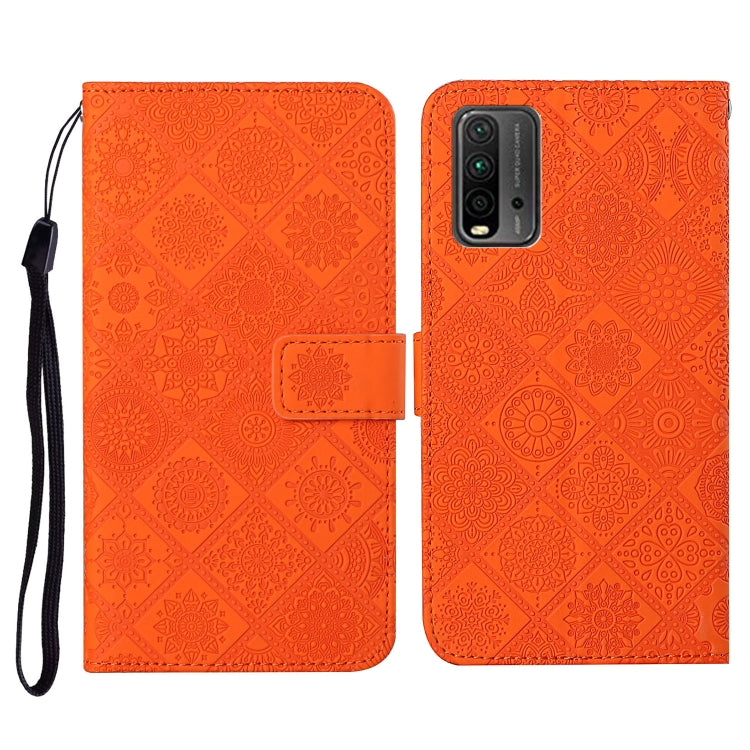For Xiaomi Redmi 9T Ethnic Style Embossed Pattern Horizontal Flip Leather Case with Holder & Card Slots & Wallet & Lanyard