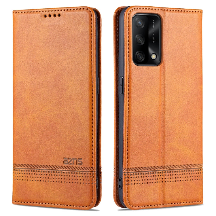For OPPO A74 4G / F19 AZNS Magnetic Calf Texture Horizontal Flip Leather Case with Card Slots & Holder & Wallet