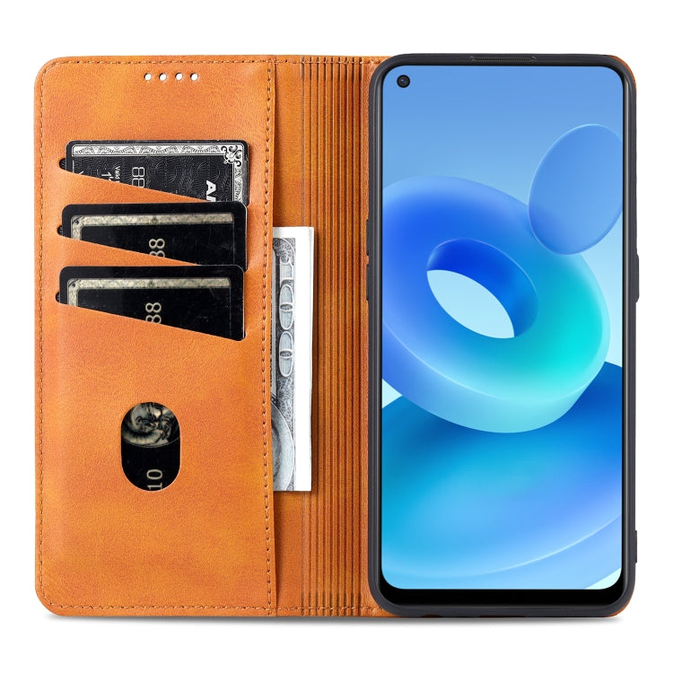 For OPPO A74 4G / F19 AZNS Magnetic Calf Texture Horizontal Flip Leather Case with Card Slots & Holder & Wallet