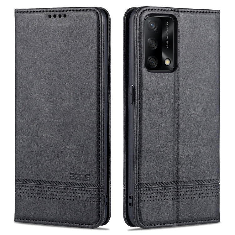 For OPPO A74 4G / F19 AZNS Magnetic Calf Texture Horizontal Flip Leather Case with Card Slots & Holder & Wallet