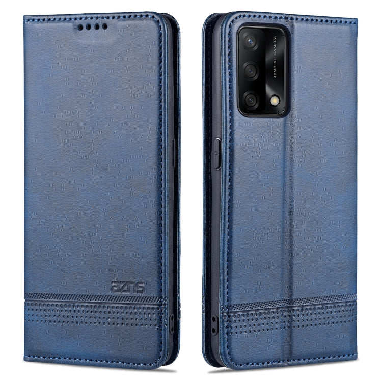 For OPPO A74 4G / F19 AZNS Magnetic Calf Texture Horizontal Flip Leather Case with Card Slots & Holder & Wallet