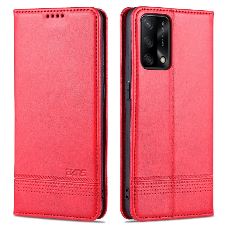 For OPPO A74 4G / F19 AZNS Magnetic Calf Texture Horizontal Flip Leather Case with Card Slots & Holder & Wallet