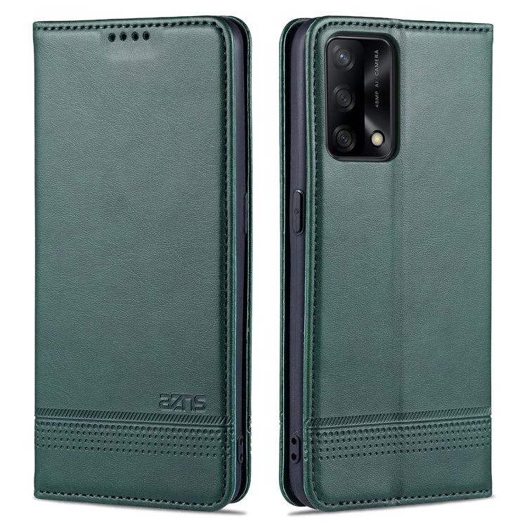 For OPPO A74 4G / F19 AZNS Magnetic Calf Texture Horizontal Flip Leather Case with Card Slots & Holder & Wallet