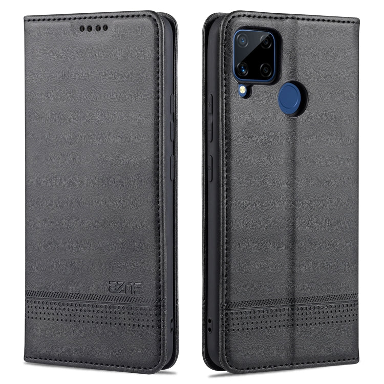 For OPPO Realme C15 / C12 / C25 / Narzo 30A AZNS Magnetic Calf Texture Horizontal Flip Leather Case with Card Slots & Holder & Wallet
