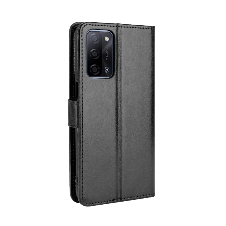 For OPPO A55 5G / A53s 5G Crazy Horse Texture Horizontal Flip Leather Case with Holder & Card Slots & Lanyard