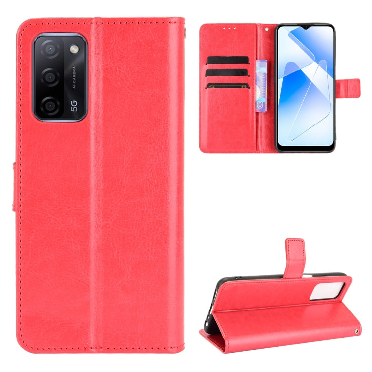 For OPPO A55 5G / A53s 5G Crazy Horse Texture Horizontal Flip Leather Case with Holder & Card Slots & Lanyard