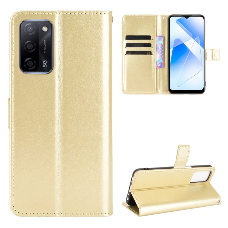 For OPPO A55 5G / A53s 5G Crazy Horse Texture Horizontal Flip Leather Case with Holder & Card Slots & Lanyard