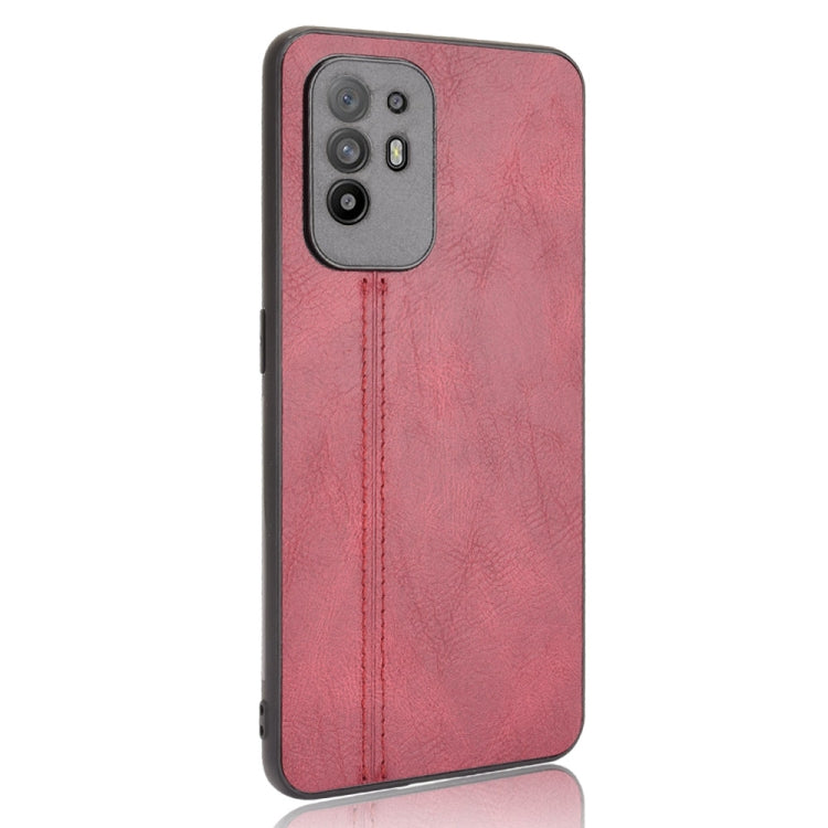 For OPPO A94 5G / F19 Pro+ 5G Shockproof Sewing Cow Skin Texture PC + PU + TPU Case