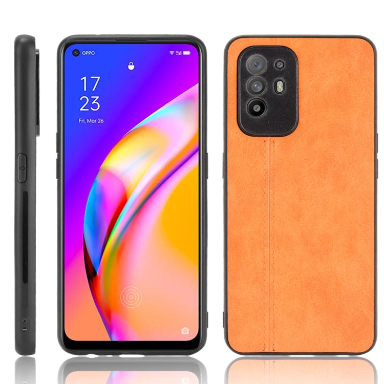 For OPPO A94 5G / F19 Pro+ 5G Shockproof Sewing Cow Skin Texture PC + PU + TPU Case