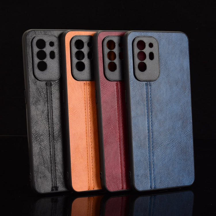 For OPPO A94 5G / F19 Pro+ 5G Shockproof Sewing Cow Skin Texture PC + PU + TPU Case