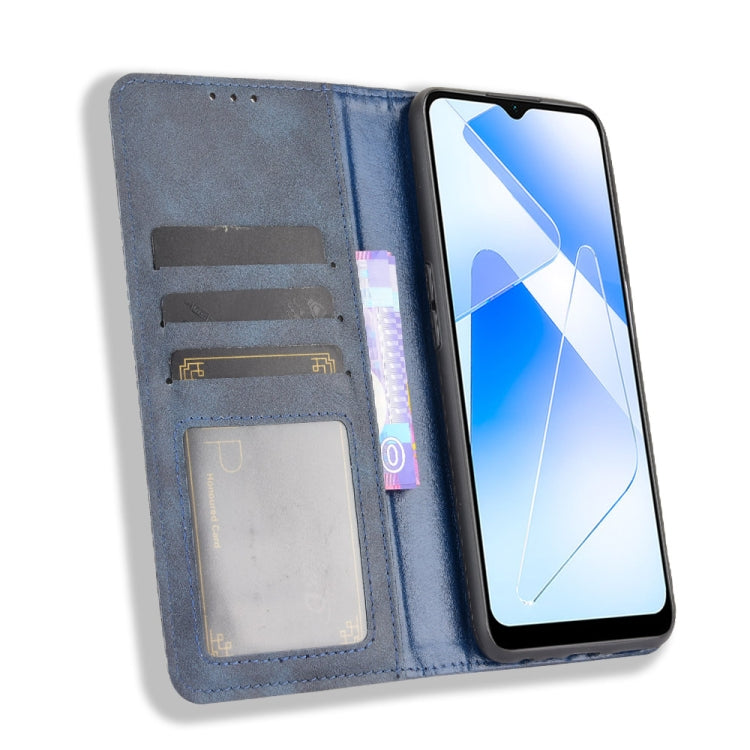 For OPPO A55 5G / A53s 5G Magnetic Buckle Retro Crazy Horse Texture Horizontal Flip Leather Case with Holder & Card Slots & Photo Frame