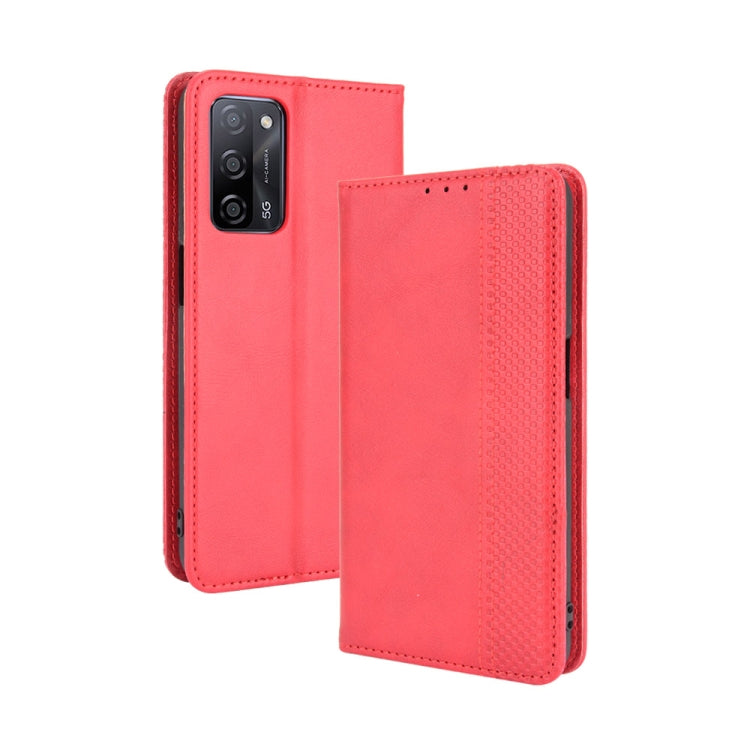 For OPPO A55 5G / A53s 5G Magnetic Buckle Retro Crazy Horse Texture Horizontal Flip Leather Case with Holder & Card Slots & Photo Frame