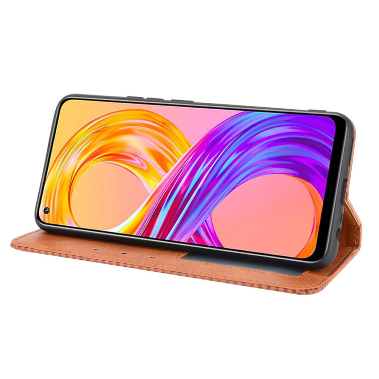For OPPO Realme 8 4G / Realme 8 Pro 4G Magnetic Buckle Retro Crazy Horse Texture Horizontal Flip Leather Case with Holder & Card Slots & Photo Frame
