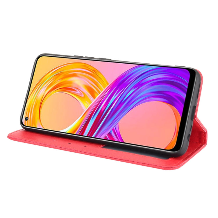For OPPO Realme 8 4G / Realme 8 Pro 4G Magnetic Buckle Retro Crazy Horse Texture Horizontal Flip Leather Case with Holder & Card Slots & Photo Frame
