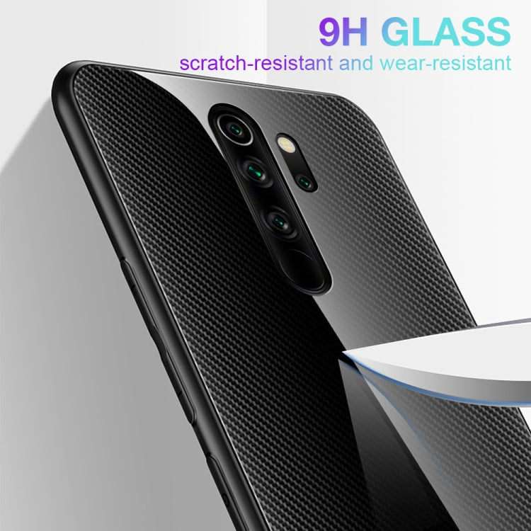 For Xiaomi Redmi Note 8 Pro Carbon Fiber Texture Gradient Color Glass Case