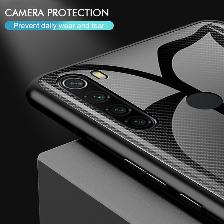 For Xiaomi Redmi Note 8 Carbon Fiber Texture Gradient Color Glass Case