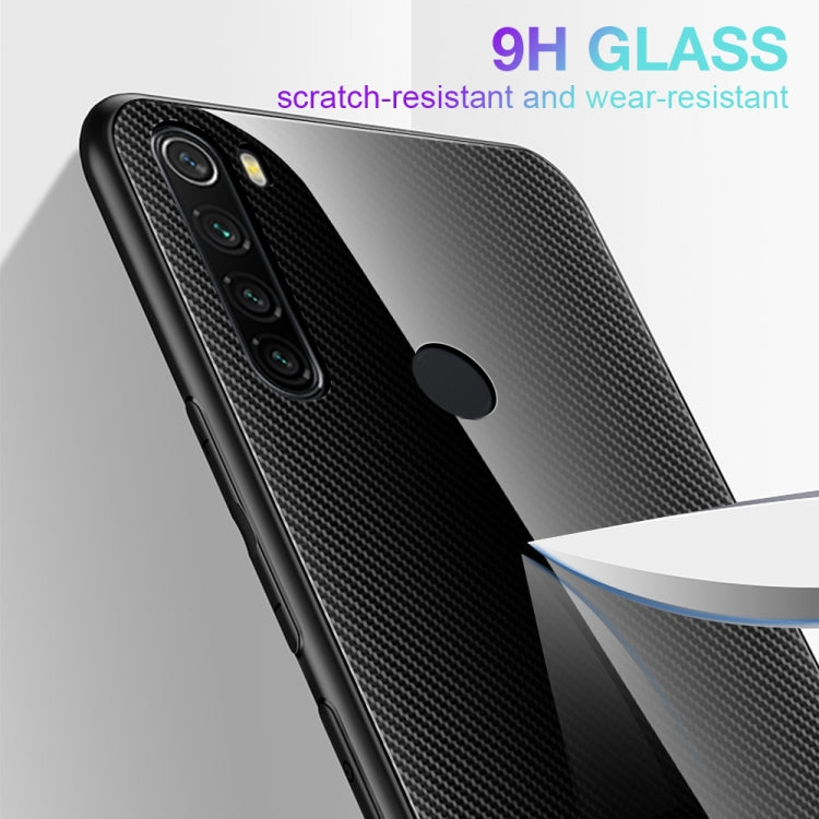 For Xiaomi Redmi Note 8 Carbon Fiber Texture Gradient Color Glass Case